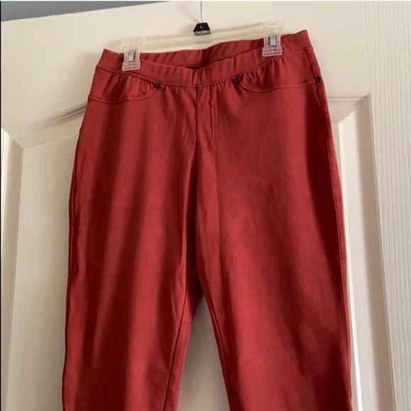 🆕🧡Burnt Orange Denim Jeggings Leggings LILDY S/M - Picture 7 of 9
